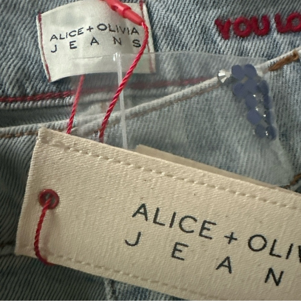 Alice & Olivia Jeans (nwt $695) Stud Rockstar Baggy Wide Leg Sz: 28 - Picture 5 of 16